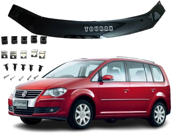 Дефлектор капота (Мухобійка) на VOLKSWAGEN TOURAN 2007-2010, відбійник на капот Фольксваген Туран, фото 1