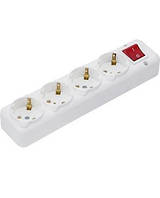 Колодка з вимикачем 4 гнізда 16 А із заземленням біла Ne-Ad 3018-КА