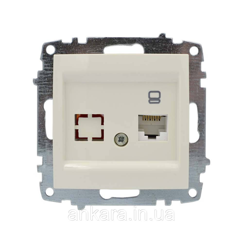 Розетка одинарная компьютерная cat. 6 Zena крем 500-010300-247 (ID ...