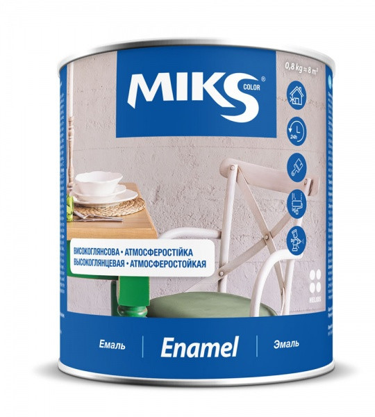 Емаль алкідна "Miks" червоно-коричнева 0.9кг., фото 1