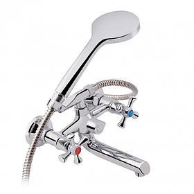 Змішувач для ванни Lidz Lamb 142 з поворотним виливом двохвентильний (з душовим гарнітуром) LDLAM142CRM35081