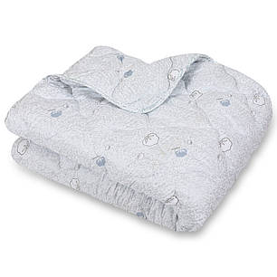 Стьобана двоспальна ковдра зимова Євро розміру 195х215 см тепла мікрофібра / холофайбер сіра з принтом cotton, фото 1