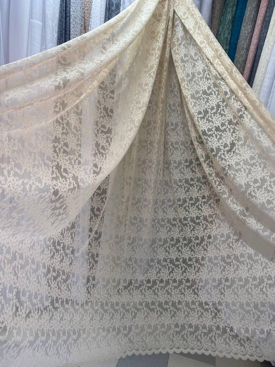 Тюль гіпюр на метраж 2,8 м різні кольори - кофейна