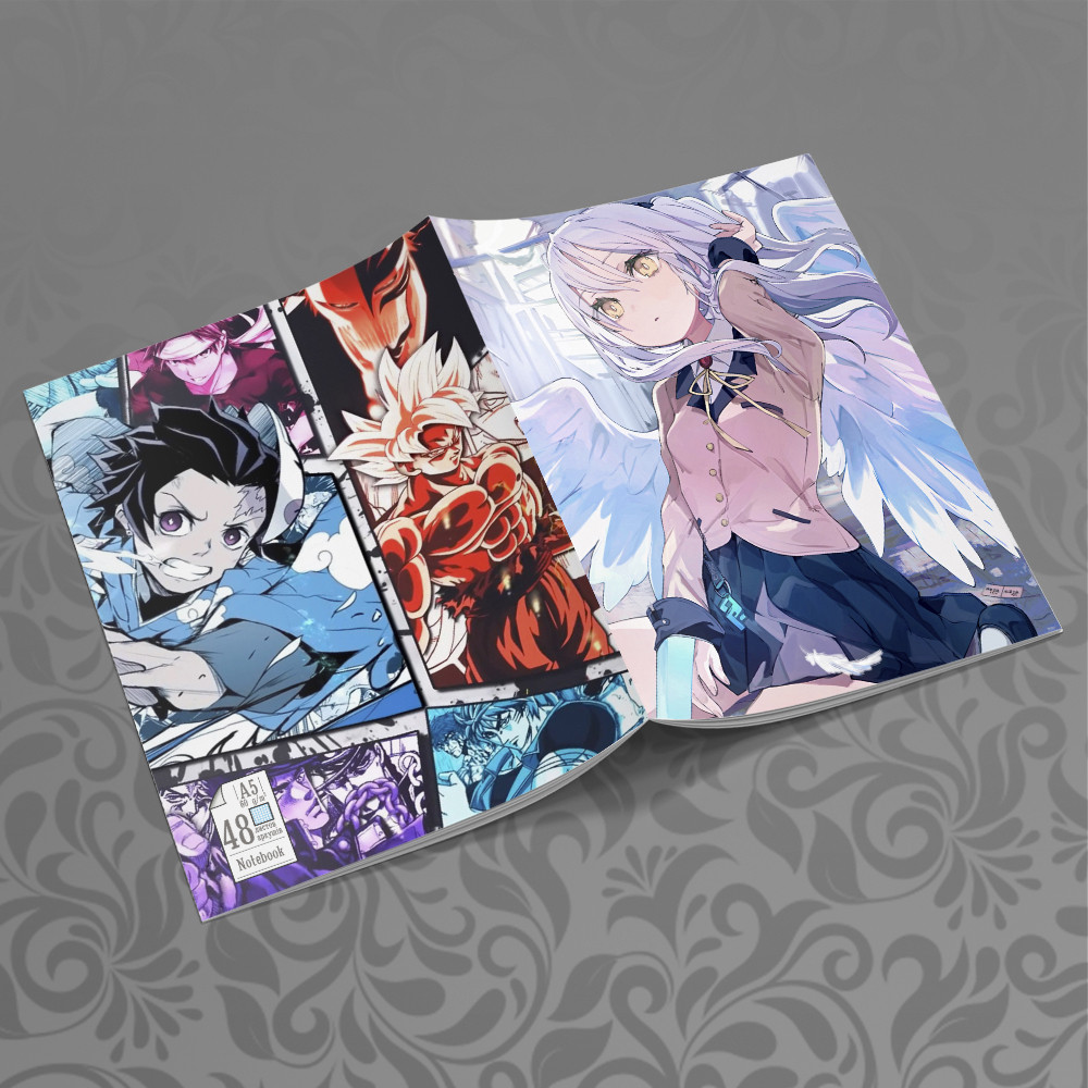 Зошит А5 48 арк. на скобі у клітинку 60 гр.м² Angel Beats! / Янгольські ритми, фото 1