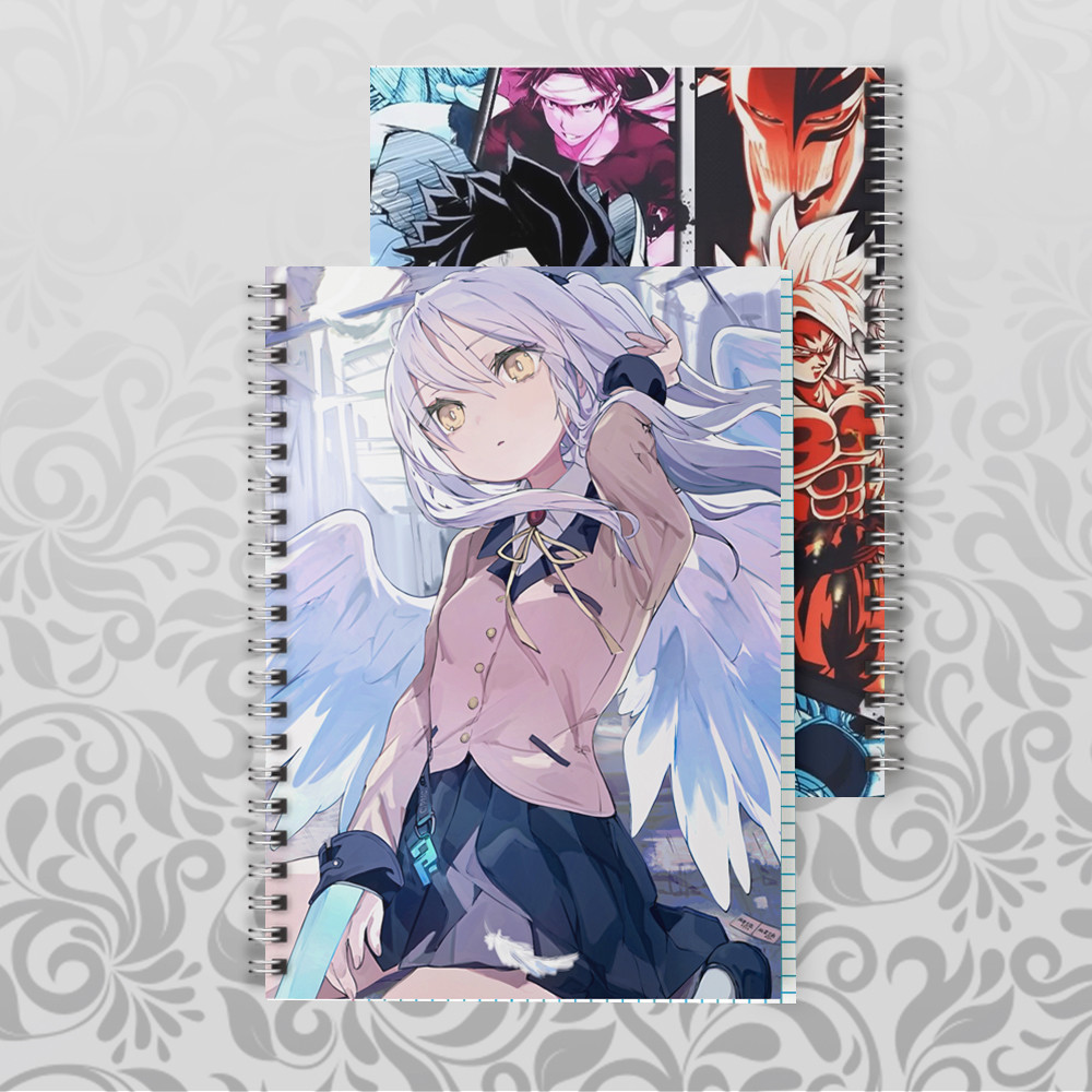 Зошит А5 48 арк. на пружині у клітинку 60 гр.м² Angel Beats! / Янгольські ритми, фото 1