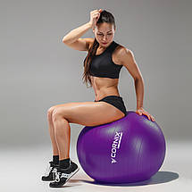 М'яч для фітнесу (фітбол) Cornix 75 см Anti-Burst XR-0027 Violet Poland, фото 5