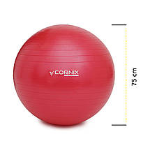 М'яч для фітнесу (фітбол) Cornix 75 см Anti-Burst XR-0028 Red Poland, фото 5