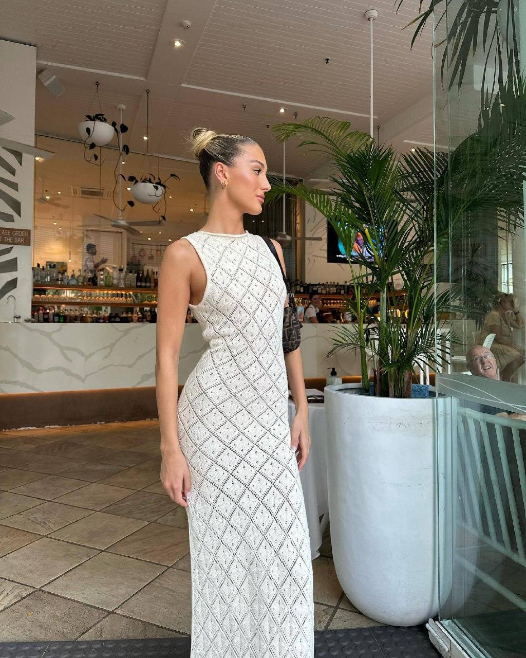 Довге плаття без рукава з ажурного трикотажного в'язання (р. 42-46) 83PL5720, фото 1