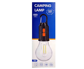 Світлодіодна LED лампочка T01 з акумулятором, карабіном та зарядкою від USB, лампочка для кемпінгу, фото 3
