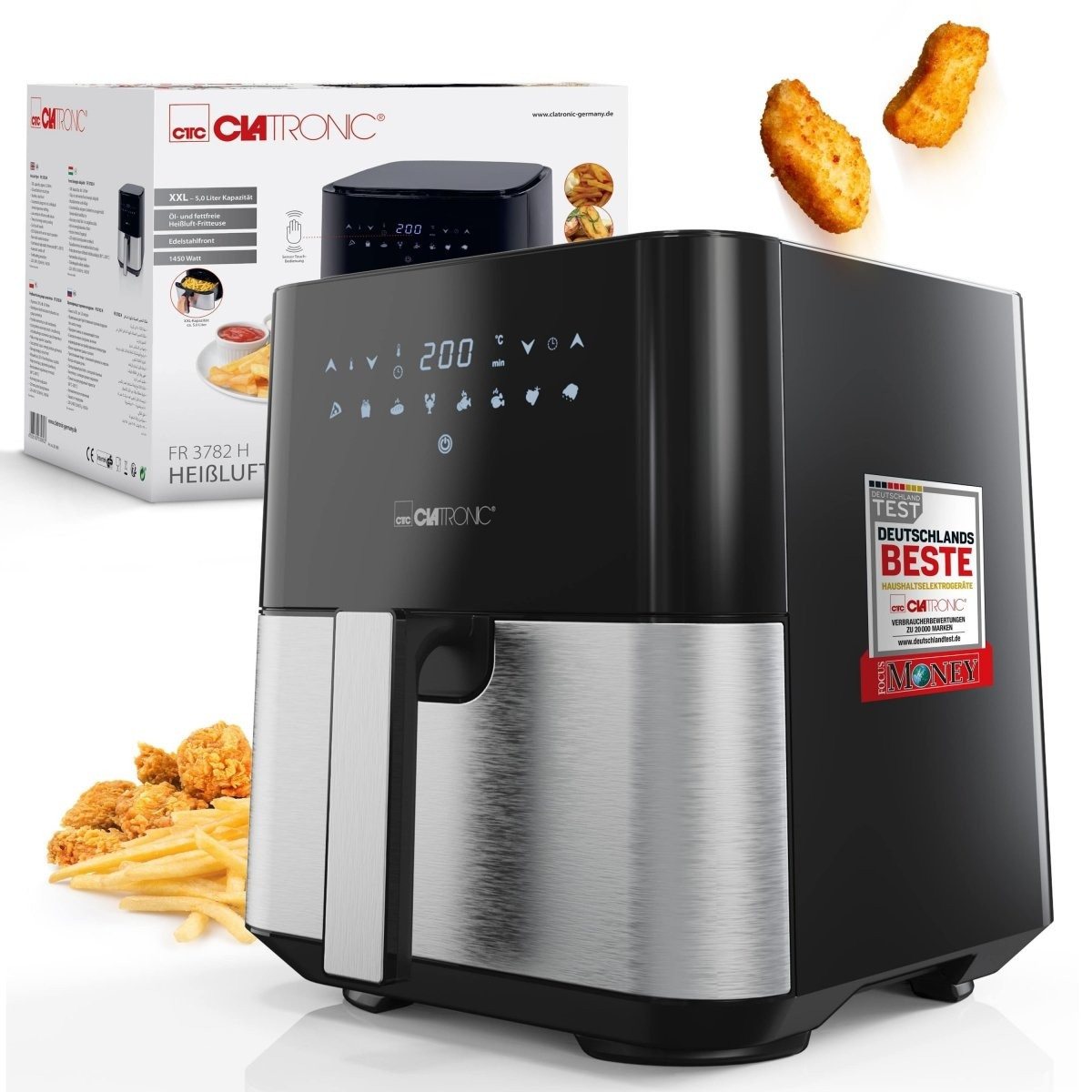 Мультипіч аерофритюрниця Clatronic FR 3782 H (1450 Вт, 5 л, 8 програм, Німеччина)