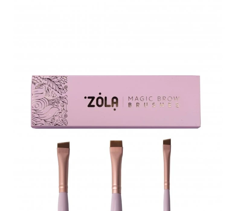 Набір пензлів для фарбування брів MAGIC BROW BRUSHES  світло-рожевий ZOLA