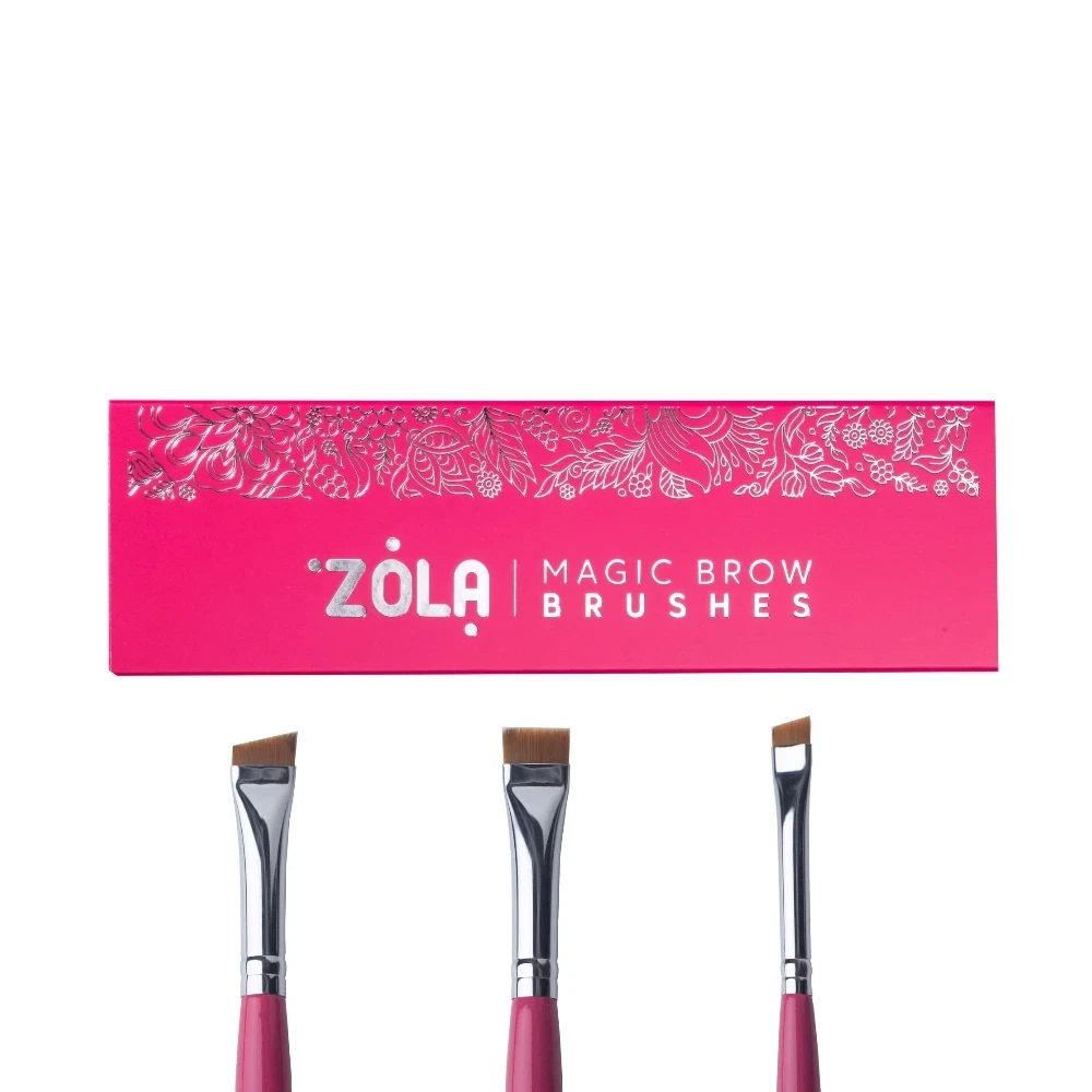 Набір пензлів для фарбування брів MAGIC BROW BRUSHES малиновий ZOLA