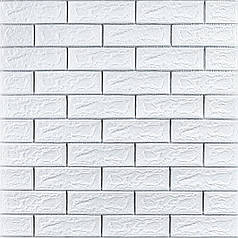 Самоклеюча 3D панель 700х770х5мм Біла цегла смужка срібло (100-5) SW-00000753