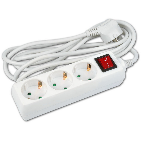 Подовжувач 3 гнізда 3м з заземленням з вимикачем з захистом E. NEXT e.es.3.3.z.s.b. (s042007), фото 1