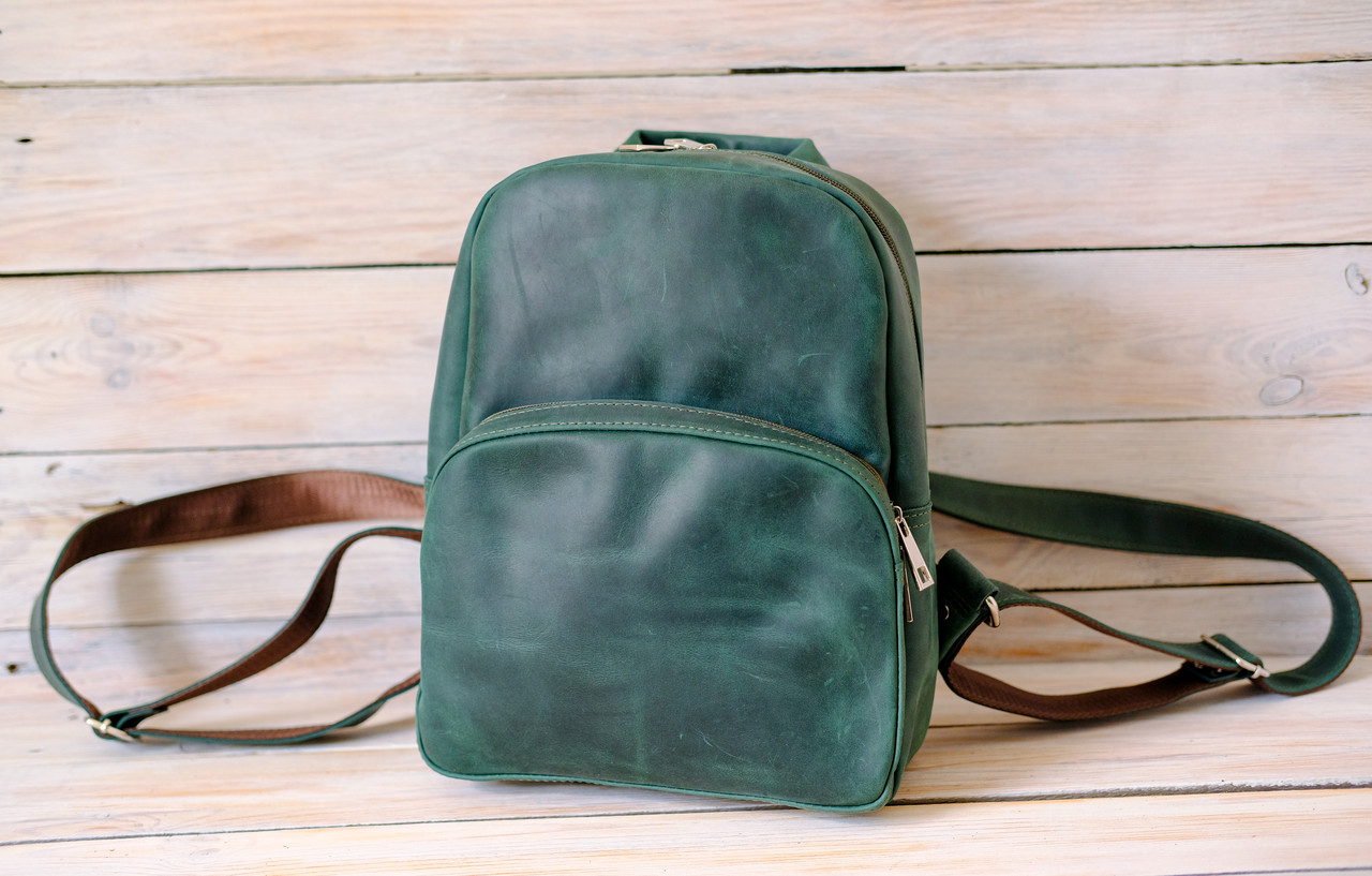Жіночий рюкзак Бруклін з натуральної шкіри колір Зелений