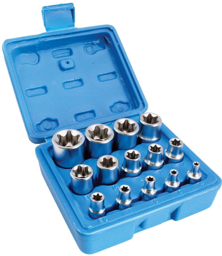 Набір головок TORX 1/4"-1/2" E4-E24 14 од. SATRA S-P14ES