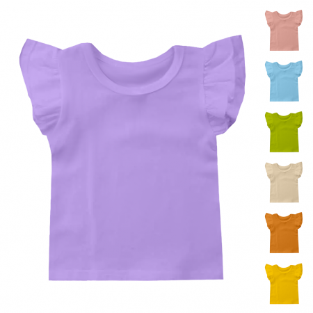 Однотонна дитяча футболка з рюшами на рукавах 190гр. СДВУ Premium cotton, фото 1