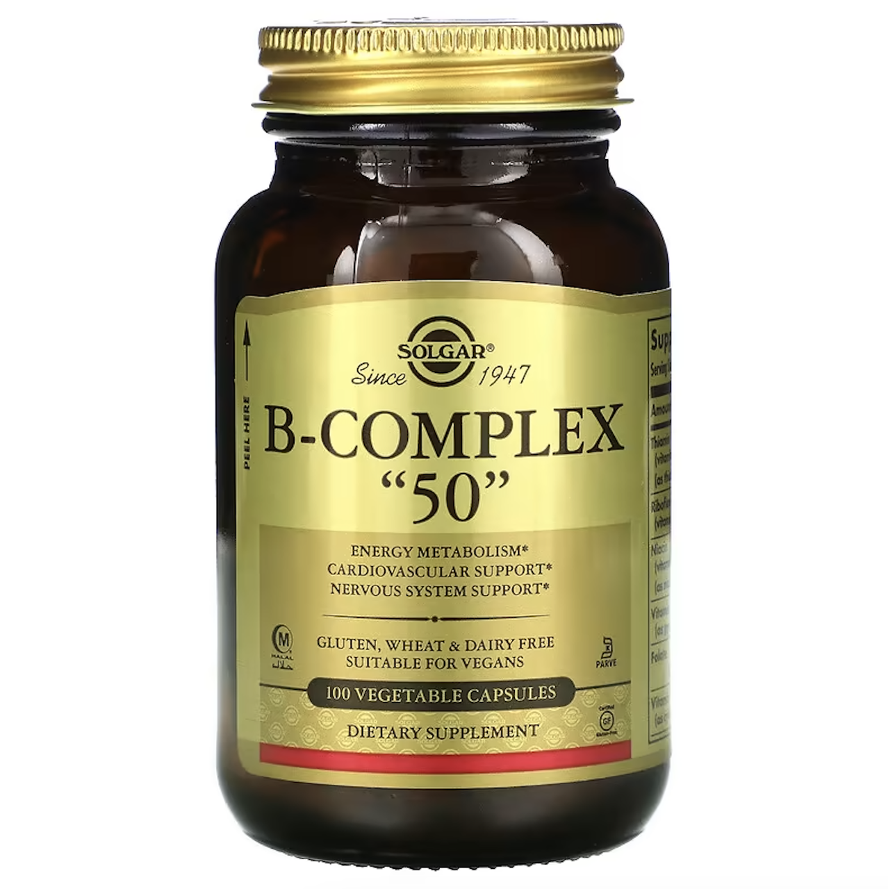 Solgar, комплекс вітамінів В «50», 100 вегетаріанських капсул, фото 1