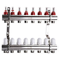 Колектор з вимірювачем витрат, регуляторами та кріпленням ECO 001D 1"x8 Зроби це - Vdalo