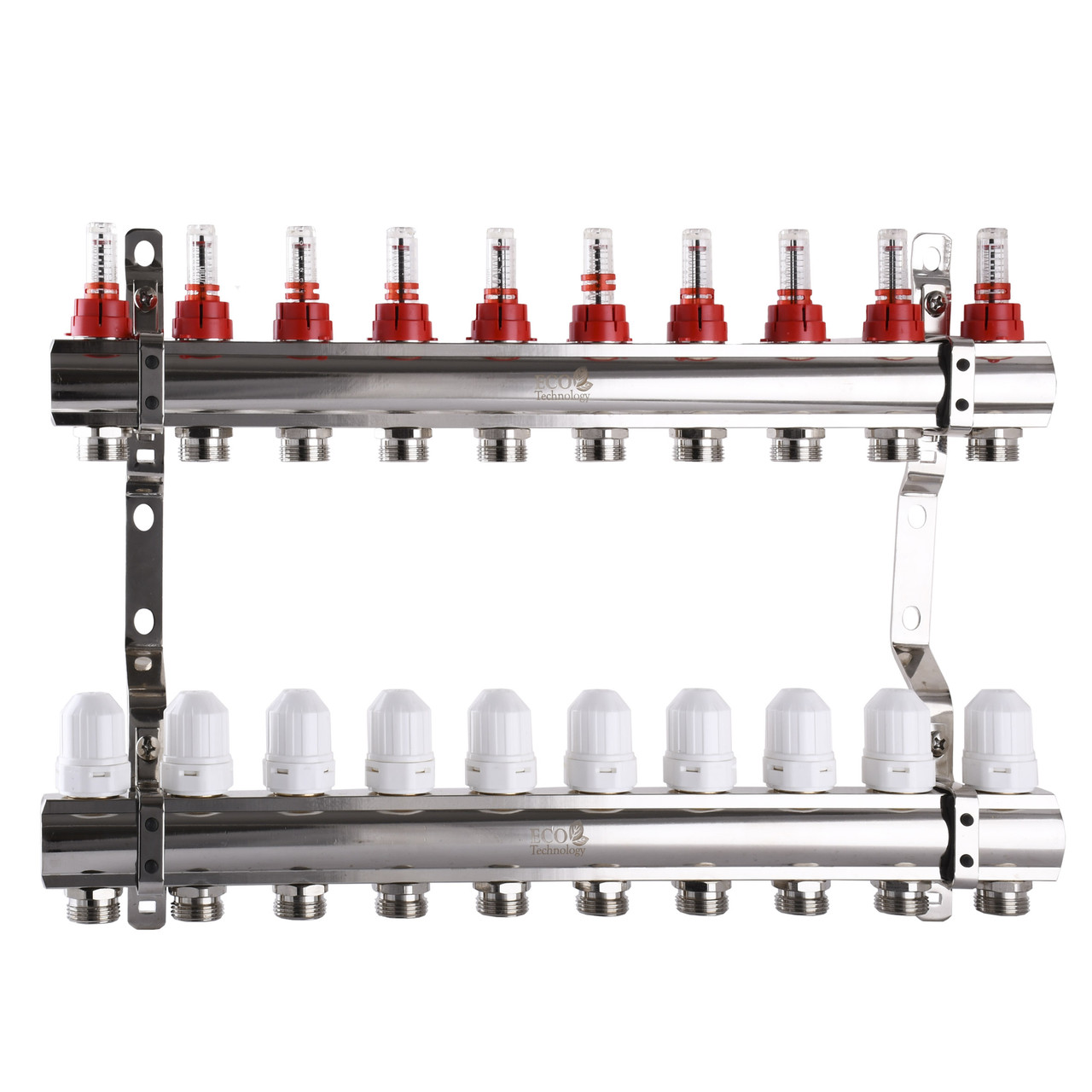 Колектор з вимірювачем витрат, регуляторами та кріпленням ECO001D 1"x10 Зроби це - Vdalo