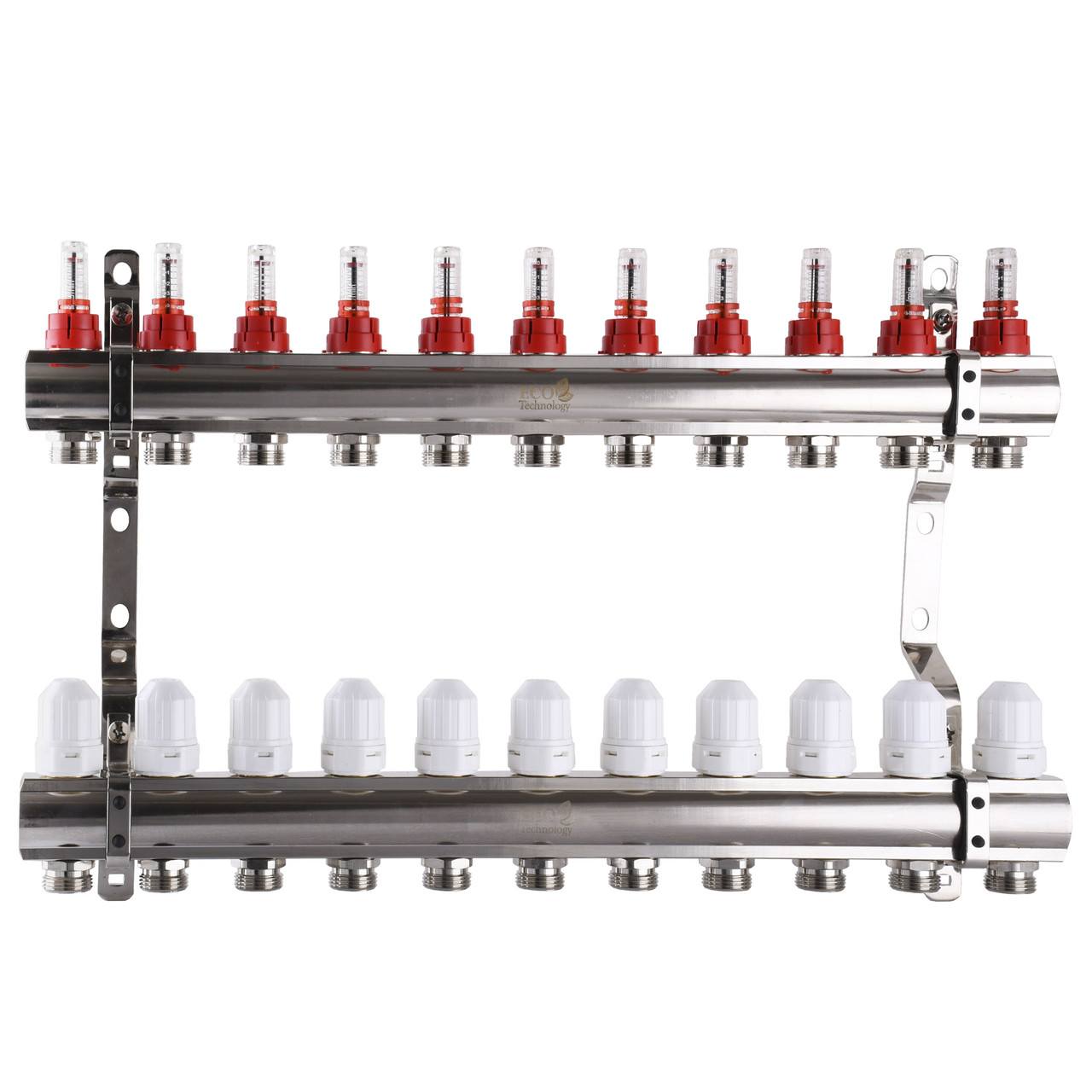Колектор з вимірювачем витрат, регуляторами та кріпленням ECO001D 1"x11 Зроби це - Vdalo