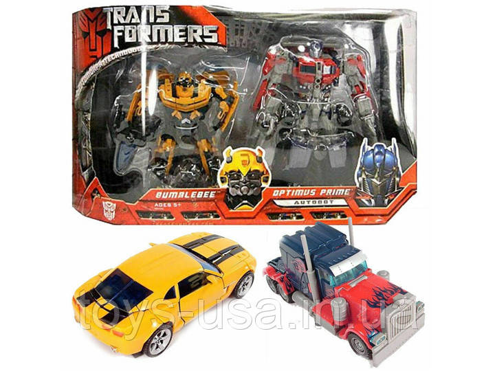 УЦЕНКА — Набір 2в1 Бамблбі (Делюкс) + Оптимус (Вояджер) — Bumblebee&Optimus Prime, TF1, Automorph, Hasbro, фото 1