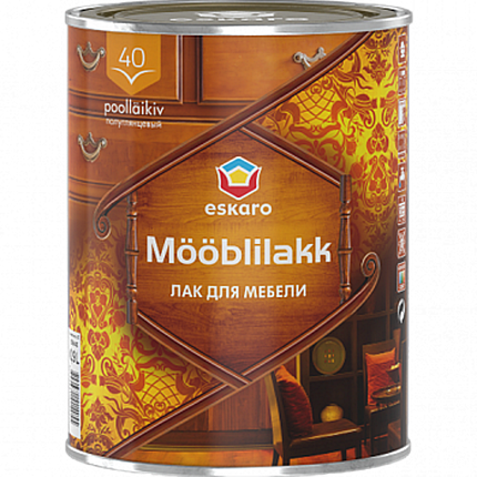 ESKARO Mooblilack 40, напівглянцевий акриловий лак для меблів, 0,9л, фото 1