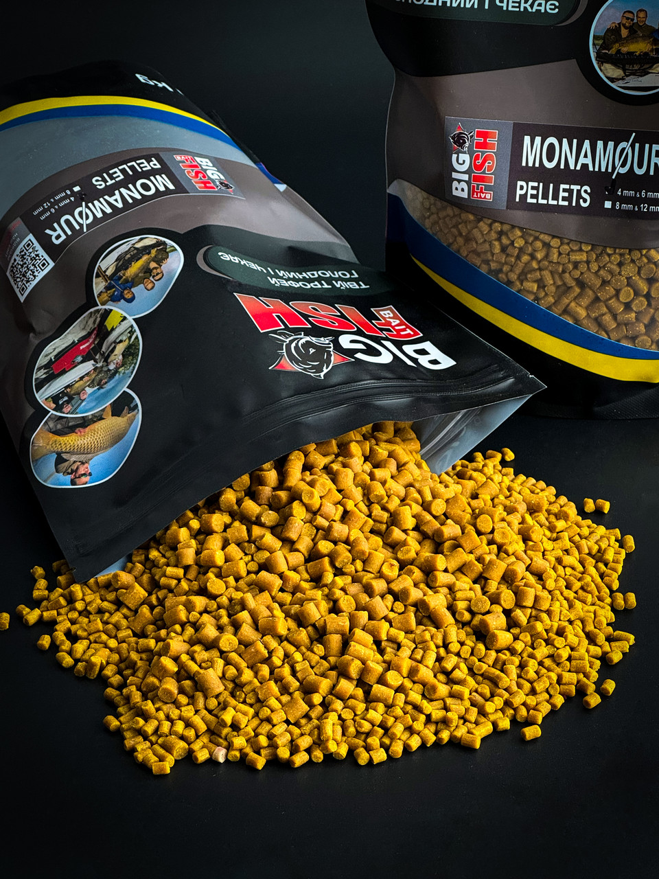 Пелетс monAmur, фірмовий солодкий аромат (Premium Pellets), мікс 4 мм та 6 мм, упаковка 0,9 кг