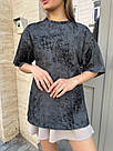 Футболка жіноча ТРИКОТАЖНА TRENDS ЧОРНИЙ оверсайз 5253, фото 4