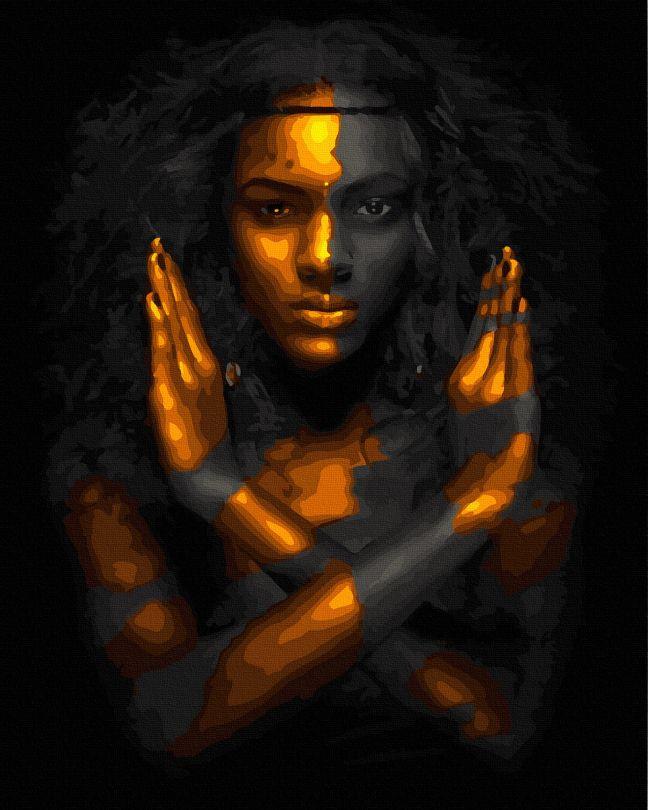 Малюнок по цифрам Чорне та золоте (золоті фарби) (JX1127) 40 х 50 см, фото 1