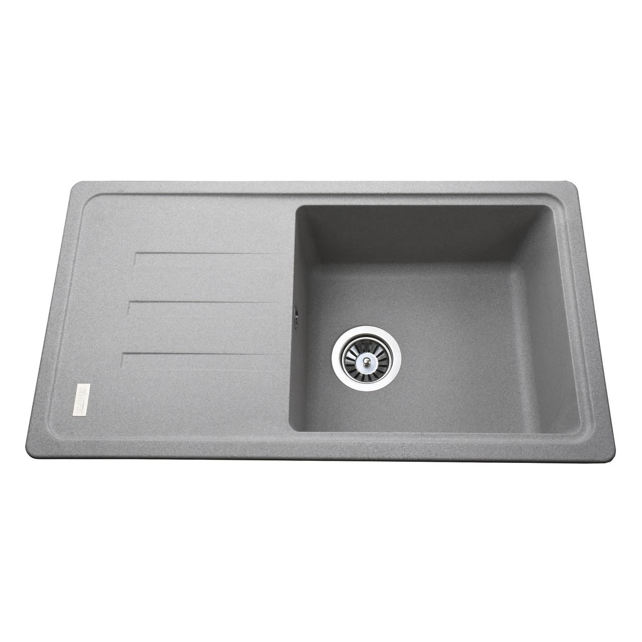 Гранітна мийка Globus Lux LUGANO сiрий камiнь 780x435мм-А0005 Зроби це - Vdalo