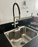 Змішувач для кухні з неіржавкої сталі з під'єднанням фільтрованої води FUTURA 132SDF із силіконовим виливом, фото 2