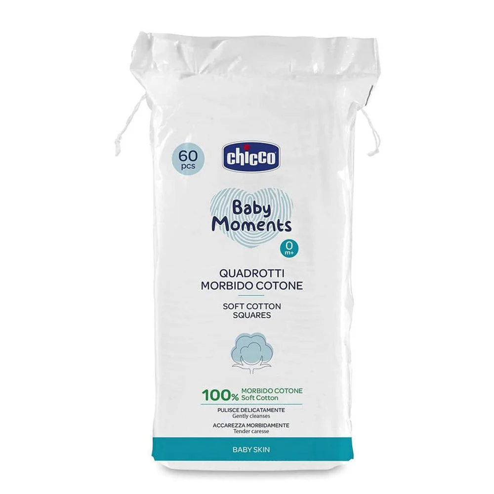 Серветки бавовняні Пафи Chicco Baby Moments 60 шт.