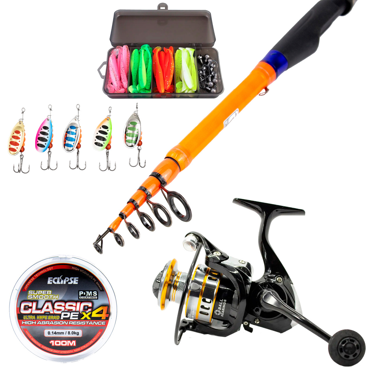 Набір Мисливець Спінінг BoyaBY Pro Hunter 2.1м Котушка Ryobi Шнур Eclipse та приманки