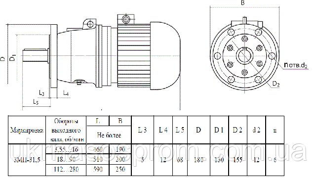 МОТОР-РЕДУКТОР 3МП-31,5-35,5-0,75-310