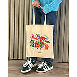 Екошопер BookOpt BK4002 Петриківський розпис Червоні квіти бежевий, фото 9