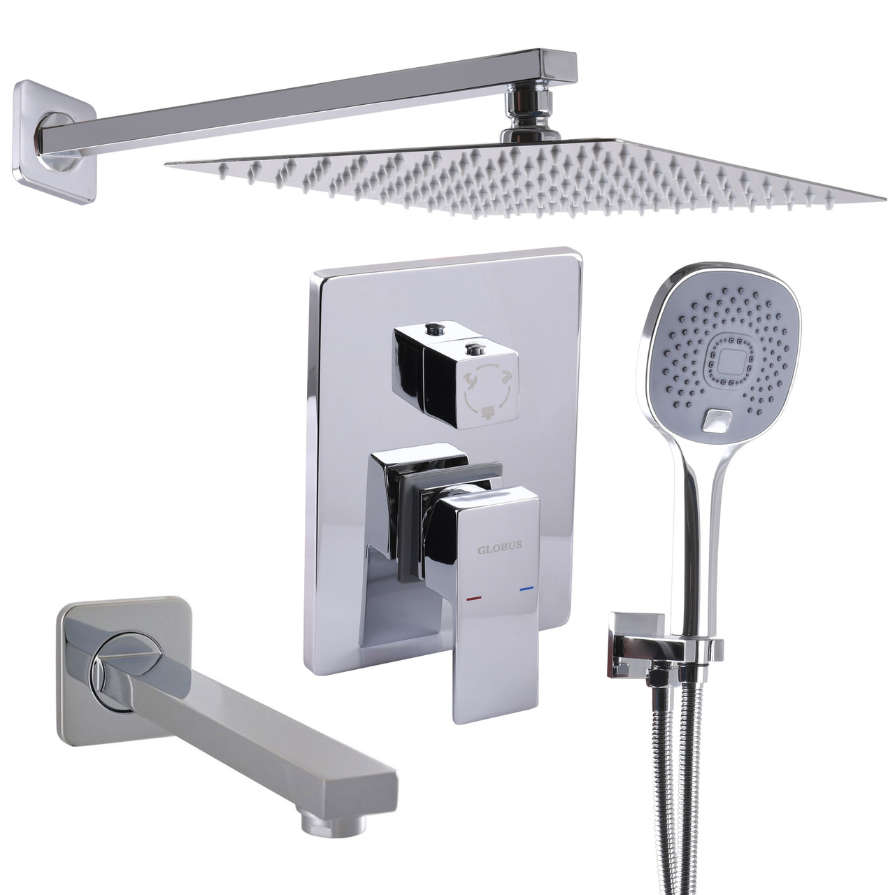 Душова система Globus Lux SMART GLM-305L на три споживача вбудована з виливом, Хром Зроби це - Vdalo