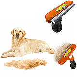 Дешеддер з кнопкою для вичісування довгошерстих собак та кішок Фурмінатор long hair для великих порід, фото 3