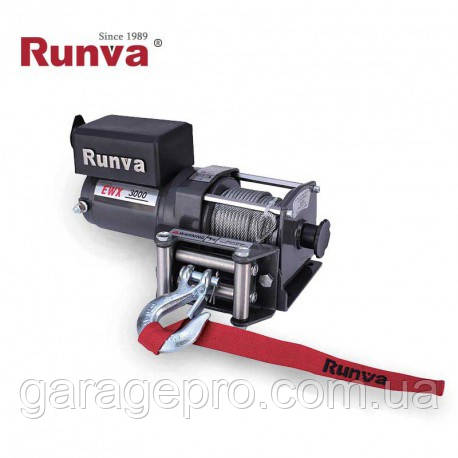 Лебідка для квадроцикла Runva EWX 3000 (Сталевий трос, пульт на кермо)