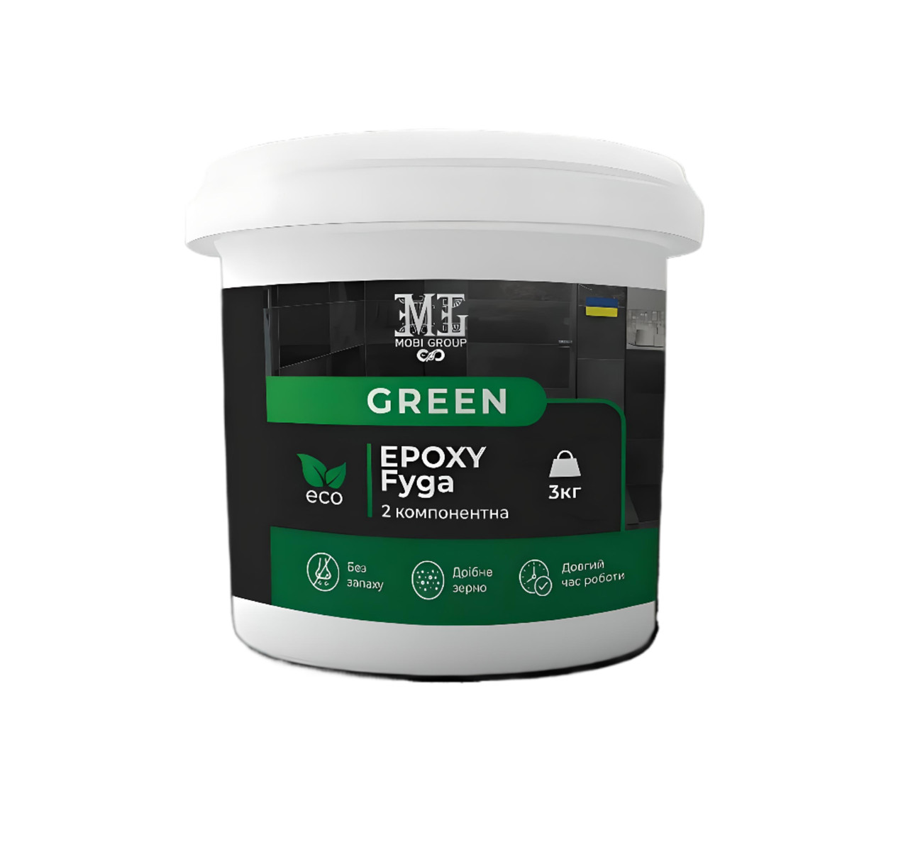 Фуга епоксидна Green Epoxy Fyga 1кг,  (легко змивається,дрібне зерно) Світло сірий RAL 7040