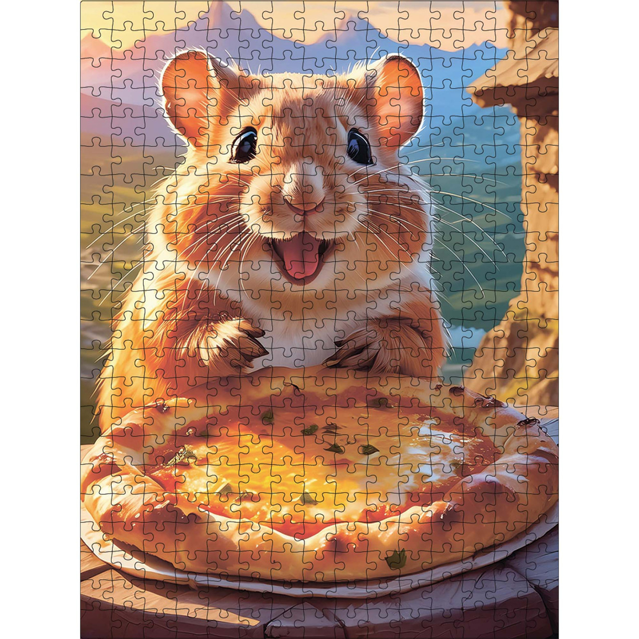 Класичний дерев'яний пазл Хом'як їсть хачапурі L, фото 1