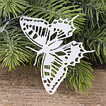 Метелик металевий білий на прищепці 8 см
