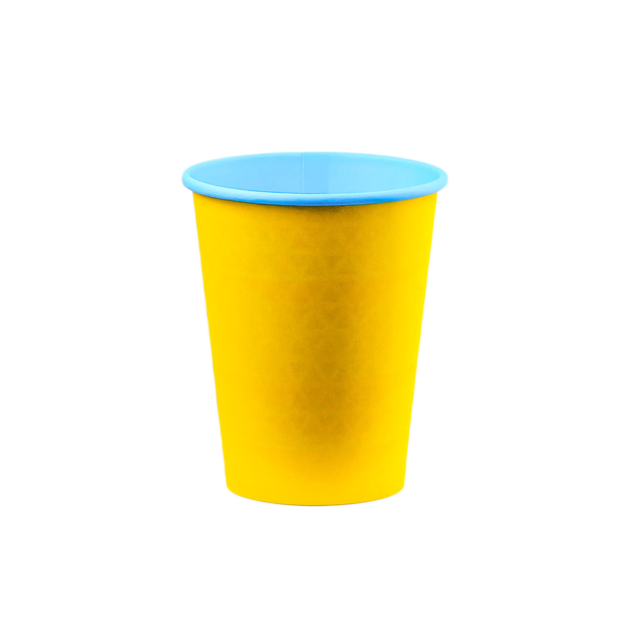 Стакан паперовий одношаровий YELLOW-BlUE 250мл (CS)(КР-76)(50шт/уп)(2000ящ), фото 1