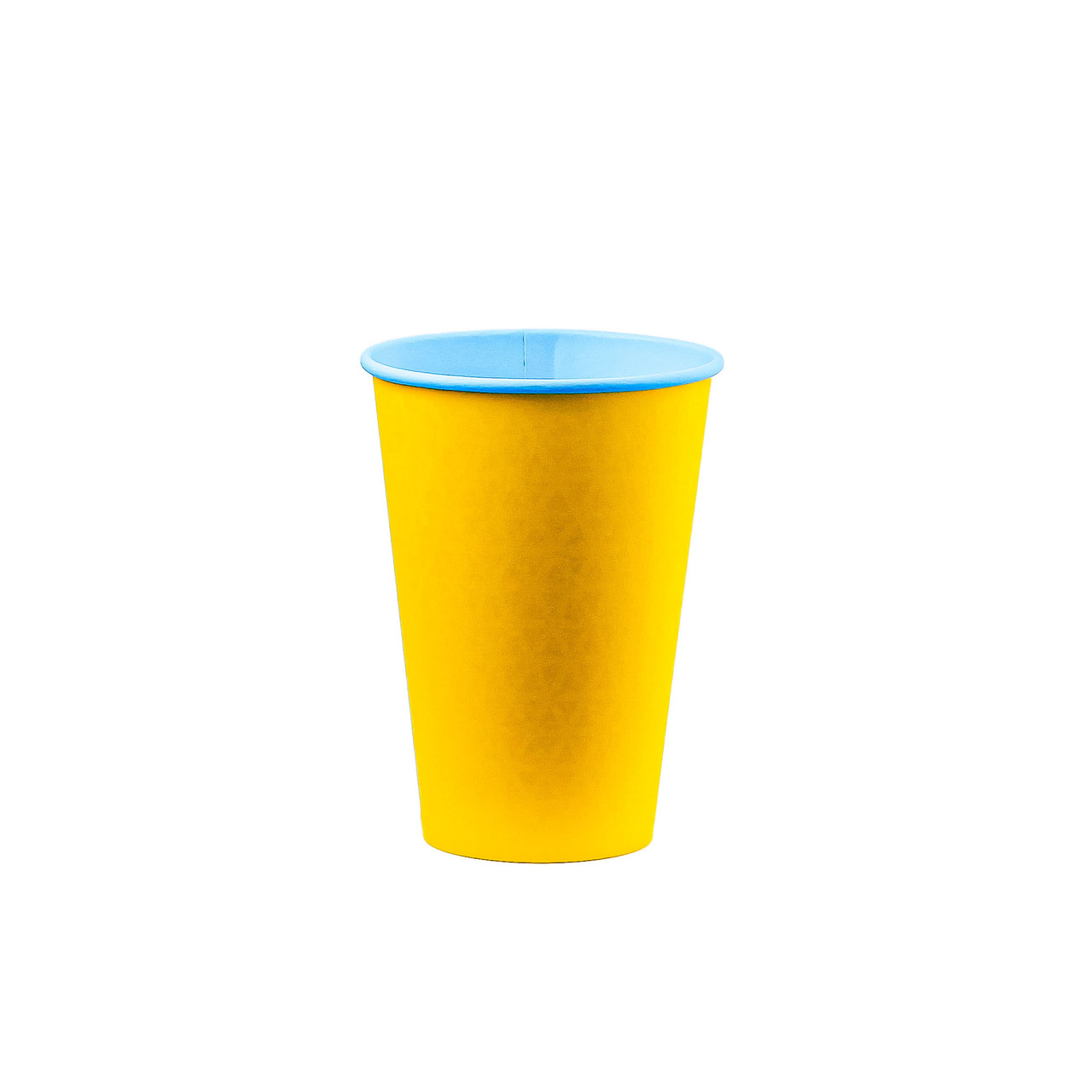 Стакан паперовий одношаровий YELLOW-BlUE 340мл (CS)(КР-79)(50шт/уп)(1750ящ), фото 1