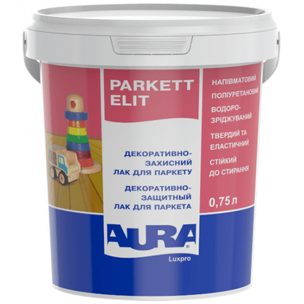 Паркетний поліуретановий водорозріджуваний напівматовий лак Aura Luxpro Parkett Elit Matt, 0,75л