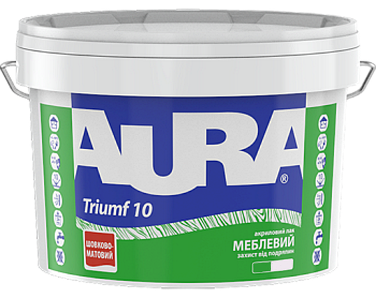 Aura Triumf 10, акриловий лак для меблів, шовковисто-матовий, 0,75л, фото 1