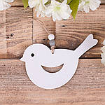 Підвіска дерев'яна "Пташка біла" 7.5х13см.