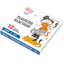 Набір пластиліну Cats зі стеком ROSA Kids, 12 кольорів, 192 г