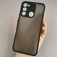 Чохол для Tecno Spark Go (KG5m) напівпрозорий матовий з кольоровими бортами на техно спарк го чорний tcb