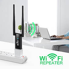 USB підсилювач Wi-Fi сигналу, до 300 Мбіт/с Двохантений, Вайфай репітер, фото 3